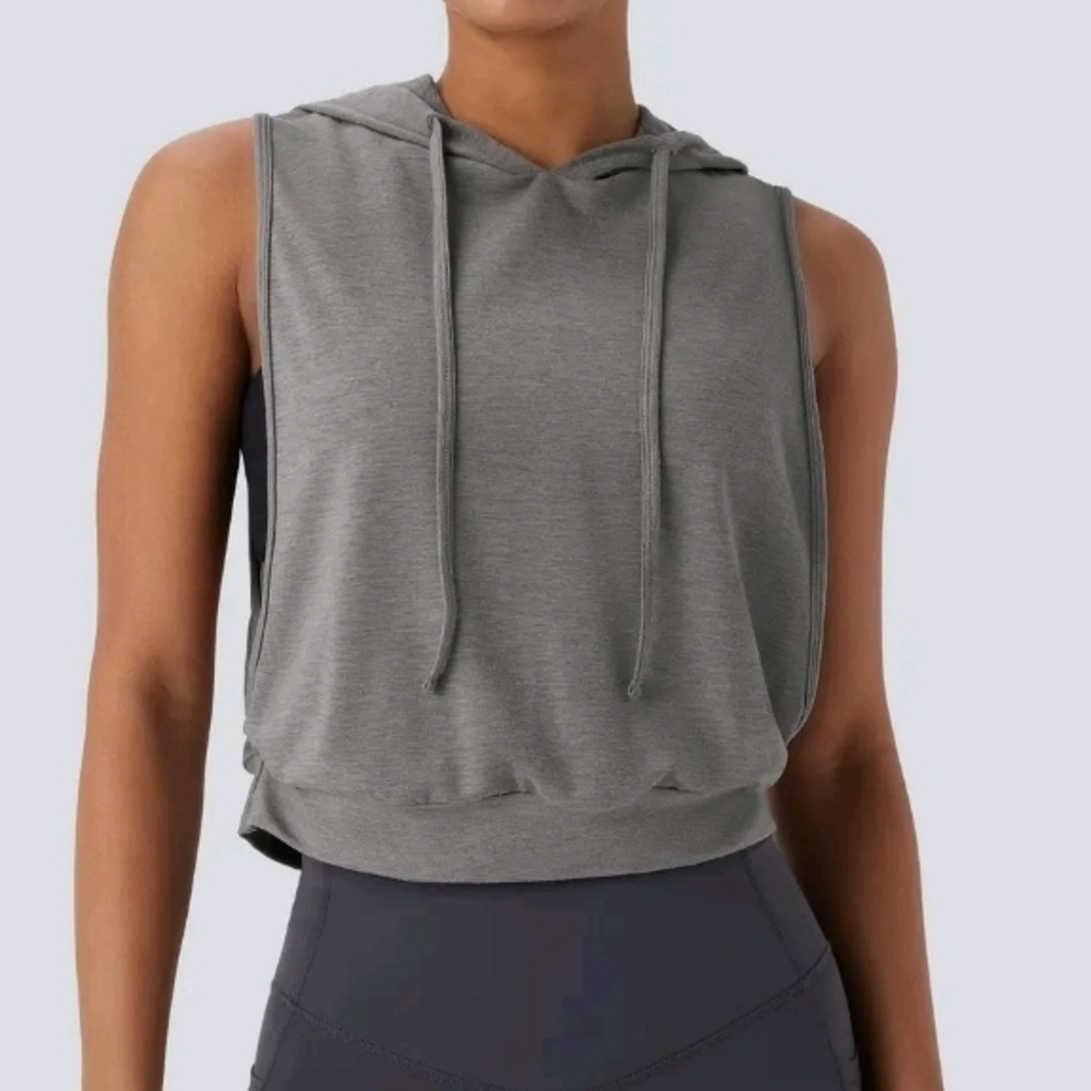 HALARA Charcoal Gray Sleeveless Hoodie Workout Tank
